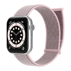 Curea Apple Watch 1/2/3/4/5/6/7/8/SE - 38/40/41 MM Nylon Sport Loop Casey Studios, din Material Textil Casey Studios - Dark Navy Blue Light Pink 