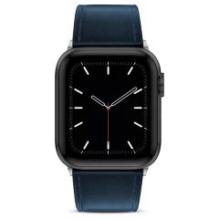 Curea Apple Watch 1/2/3/4/5/6/7/8/SE - 38/40/41 MM Premium din Piele Naturala Casey Studios Casey Studios - Albastru Albastru