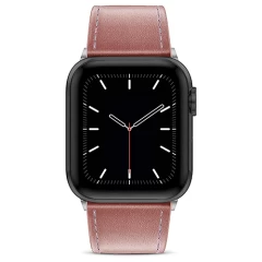 Curea Apple Watch 1/2/3/4/5/6/7/8/SE - 38/40/41 MM Premium din Piele Naturala Casey Studios Casey Studios - Roz Roz | Alb