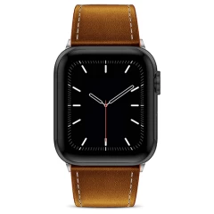 Curea Apple Watch 1/2/3/4/5/6/7/8/SE/Ultra - 42/44/45/49 MM Premium din Piele Naturala Casey Studios Casey Studios - Maro Maro | Alb