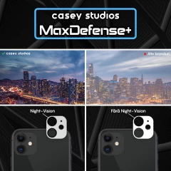 Set 2x Folie Sticla Camera MaxDefense+ compatibila cu iPhone 11 Casey Studios - Transparent Transparent