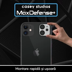 Set 2x Folie Sticla Camera MaxDefense+ compatibila cu iPhone 11 Casey Studios - Transparent Transparent