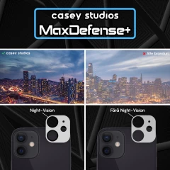 Set 2x Folie Sticla Camera MaxDefense+ compatibila cu iPhone 12 Casey Studios - Transparent Transparent