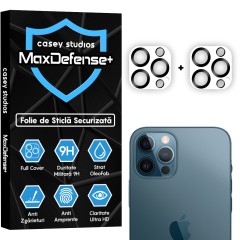 Set 2x Folie Sticla Camera MaxDefense+ compatibila cu iPhone 12 Pro Max Casey Studios - Transparent