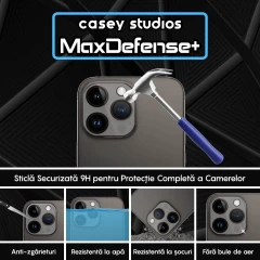 Set 2x Folie Sticla Camera MaxDefense+ compatibila cu iPhone 13 Pro / 13 Pro Max Casey Studios Transparent