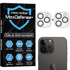 Set 2x Folie Sticla Camera MaxDefense+ compatibila cu iPhone 14 Pro Max / 14 Pro Transparent