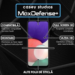 Folie Sticla CASEY STUDIOS pentru Samsung Galaxy A22 4G / M22, Full Glue, Duritate Militara, Ultra HD, Protectie Profesionala Ecran 3D, Anti Zgarieturi, Anti Amprente, Anti Socuri, Margini Negre Negru