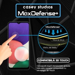 Folie Sticla CASEY STUDIOS pentru Samsung Galaxy A22 4G / M22, Full Glue, Duritate Militara, Ultra HD, Protectie Profesionala Ecran 3D, Anti Zgarieturi, Anti Amprente, Anti Socuri, Margini Negre Negru