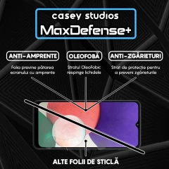 Folie Sticla CASEY STUDIOS pentru Samsung Galaxy A22 4G / M22, Full Glue, Duritate Militara, Ultra HD, Protectie Profesionala Ecran 3D, Anti Zgarieturi, Anti Amprente, Anti Socuri, Margini Negre Negru