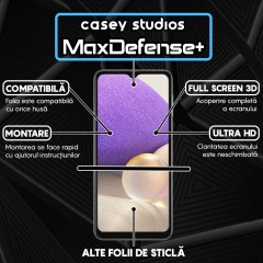 Folie Sticla CASEY STUDIOS pentru Samsung Galaxy A32 5G / A12 NACHO / A12 / M12 / A02 / F12 / M02, Full Glue, Duritate Militara, Ultra HD, Protectie Profesionala Ecran 3D, Anti Zgarieturi, Anti Amprente, Anti Socuri, Margini Negre Negru