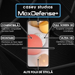 Folie Sticla CASEY STUDIOS pentru Samsung Galaxy A42 5G, Full Glue, Duritate Militara, Ultra HD, Protectie Profesionala Ecran 3D, Anti Zgarieturi, Anti Amprente, Anti Socuri, Margini Negre Negru