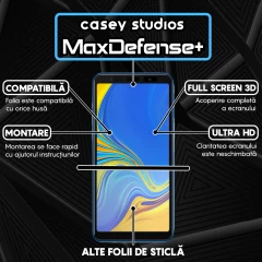 Folie Sticla CASEY STUDIOS pentru Samsung Galaxy A7 2018, Full Glue, Duritate Militara, Ultra HD, Protectie Profesionala Ecran 3D, Anti Zgarieturi, Anti Amprente, Anti Socuri, Margini Negre Negru