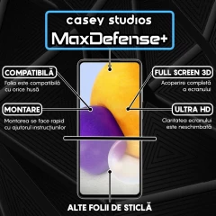 Folie Sticla CASEY STUDIOS pentru Samsung Galaxy A72 4G / A72 5G, Full Glue, Duritate Militara, Ultra HD, Protectie Profesionala Ecran 3D, Anti Zgarieturi, Anti Amprente, Anti Socuri, Margini Negre Negru