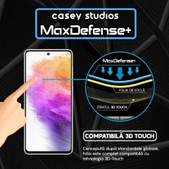 Folie Sticla CASEY STUDIOS pentru Samsung Galaxy A73 5G, Full Glue, Duritate Militara, Ultra HD, Protectie Profesionala Ecran 3D, Anti Zgarieturi, Anti Amprente, Anti Socuri, Margini Negre Negru