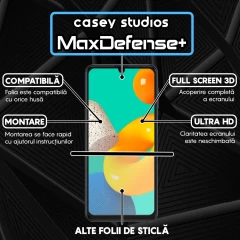 Folie Sticla CASEY STUDIOS pentru Samsung Galaxy M32 4G, Full Glue, Duritate Militara, Ultra HD, Protectie Profesionala Ecran 3D, Anti Zgarieturi, Anti Amprente, Anti Socuri, Margini Negre Negru