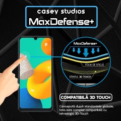 Folie Sticla CASEY STUDIOS pentru Samsung Galaxy M32 4G, Full Glue, Duritate Militara, Ultra HD, Protectie Profesionala Ecran 3D, Anti Zgarieturi, Anti Amprente, Anti Socuri, Margini Negre Negru