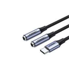 Cablu Audio Adaptor Type-C la Jack, Jack 25cm - Ugreen (30732) - Argintiu Argintiu